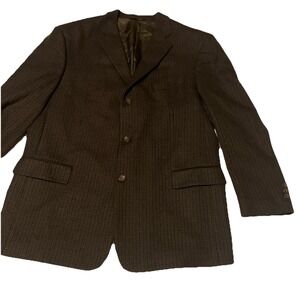 Joseph & Feiss Mens 46R 3 Button Lambswool Sports Coat Brown Houndstooth